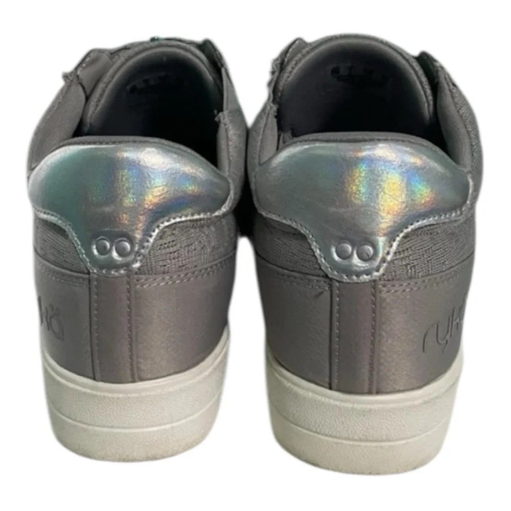 Ryka sneakers/shoes size 8 M gray with zipper front wedge style comfort footbed
